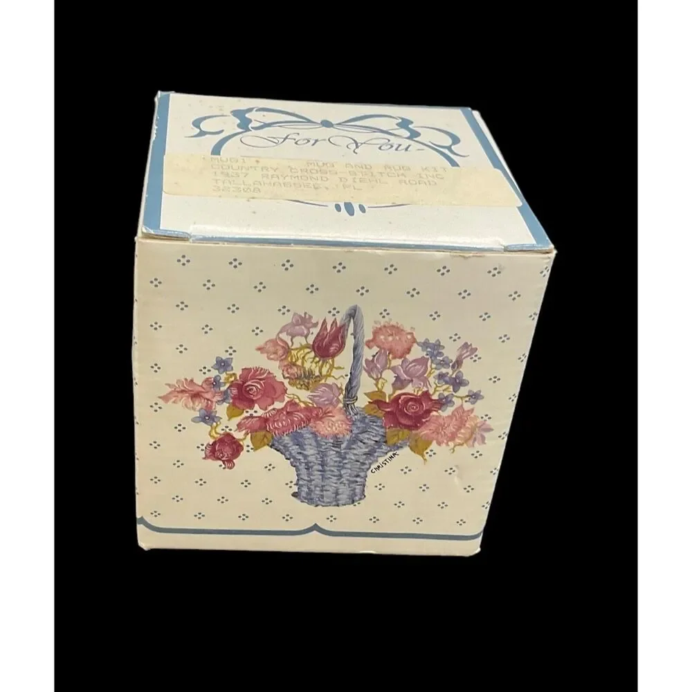 VTG Savannah 1988 Floral Mug And Rug‎ Kit Country Cross Stitch With Box
